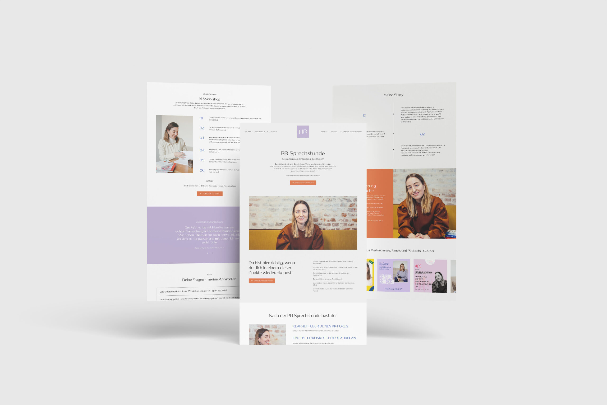 Webdesign für PR Mentorin – Seitenübersicht Henrike Redecker